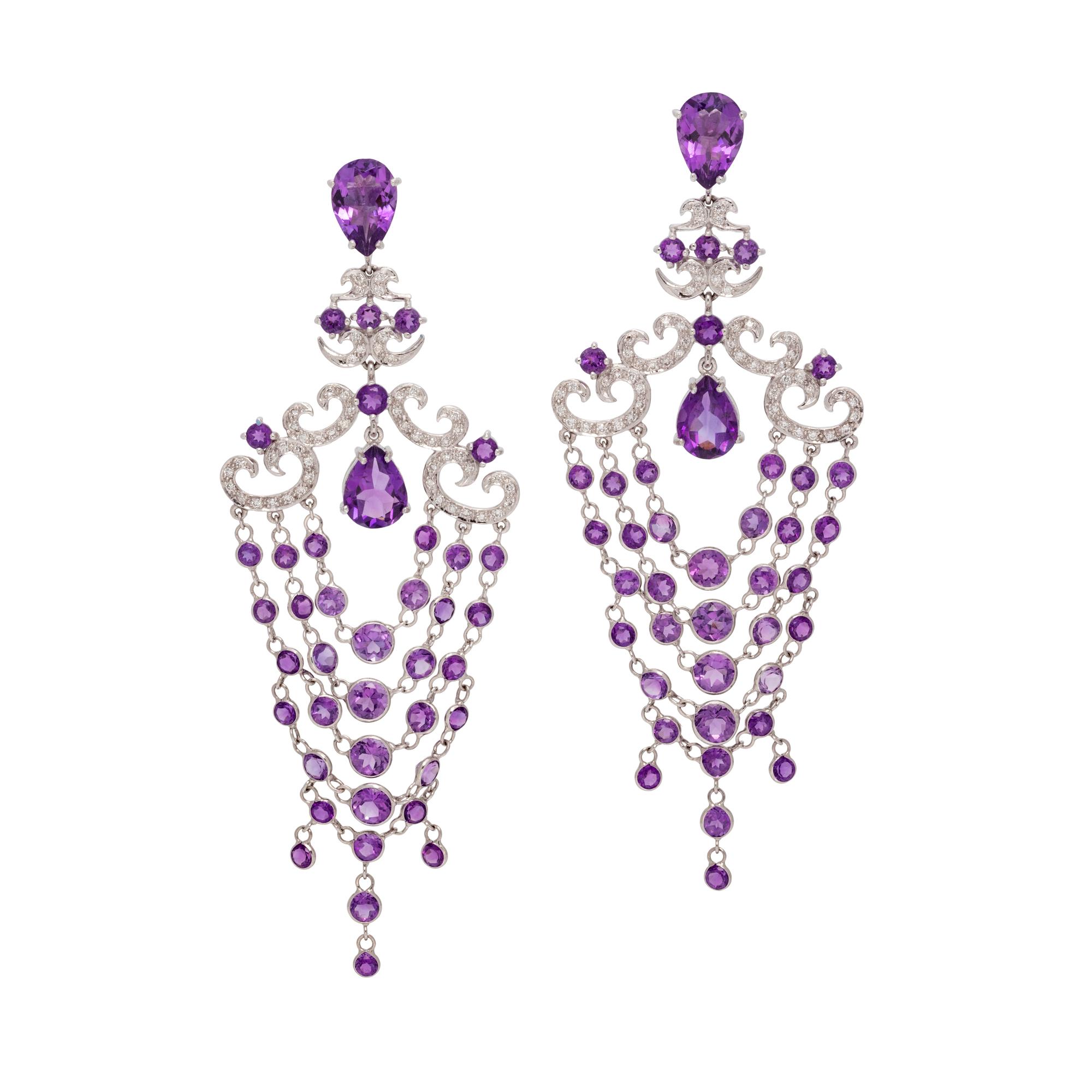 AMETHYST AND DIAMOND CHANDELIER EARRINGS