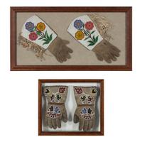 Plateau Beaded Hide Gauntlets, Two Pairs