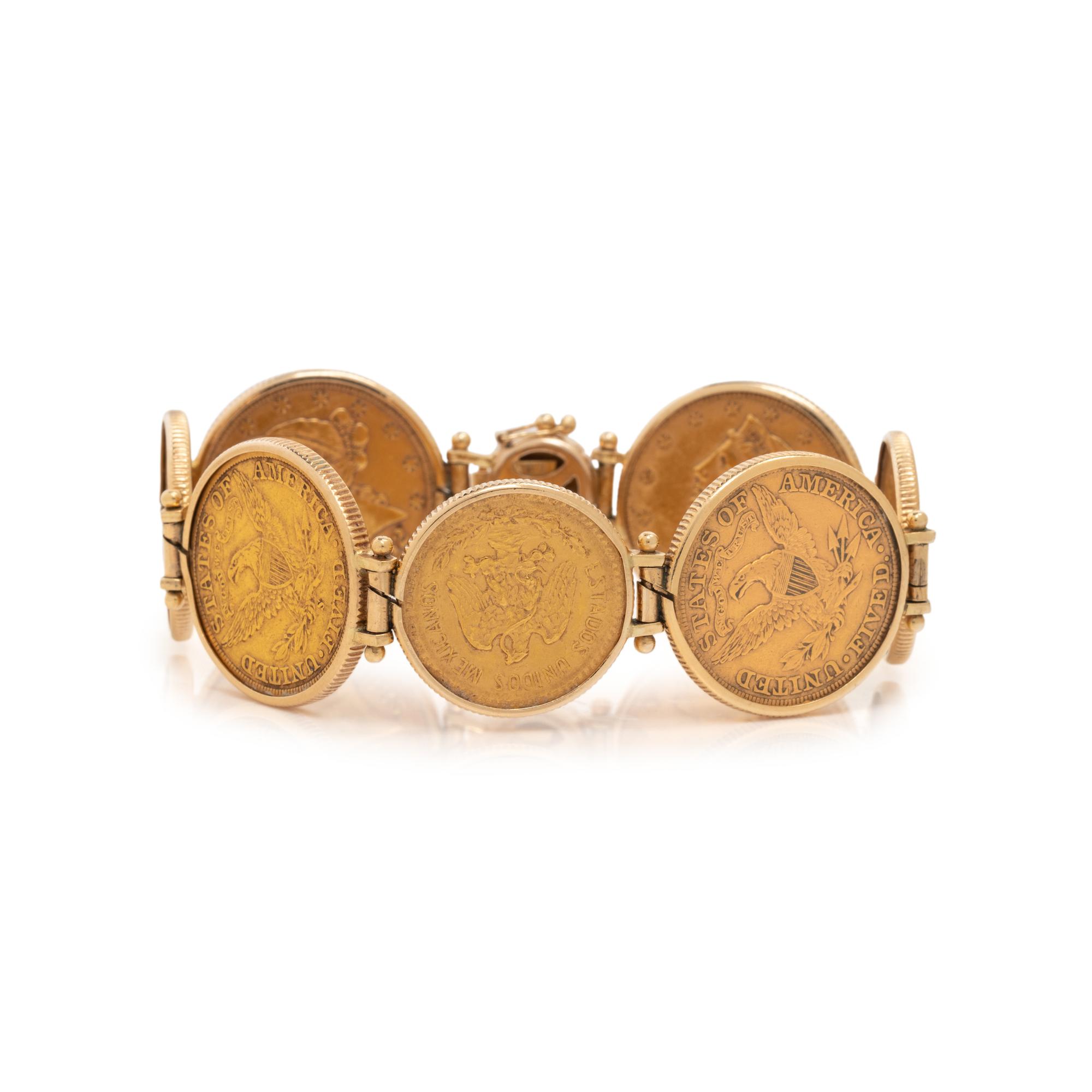 YELLOW GOLD AND COIN BRACELET