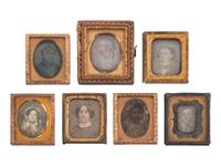 [EARLY PHOTOGRAPHY]. 74 sixteenth plate daguerreotypes of men, women, & children of varying ages.
