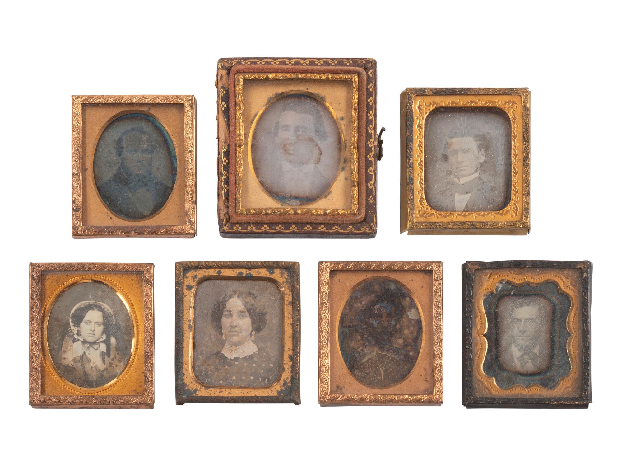 [EARLY PHOTOGRAPHY]. 74 sixteenth plate daguerreotypes of men, women, & children of varying ages.