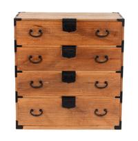 A Campaign Style Pine Chest of Drawers Height 38 x width 26 x depth 16 3/4 inches. — 20TH CENTURY