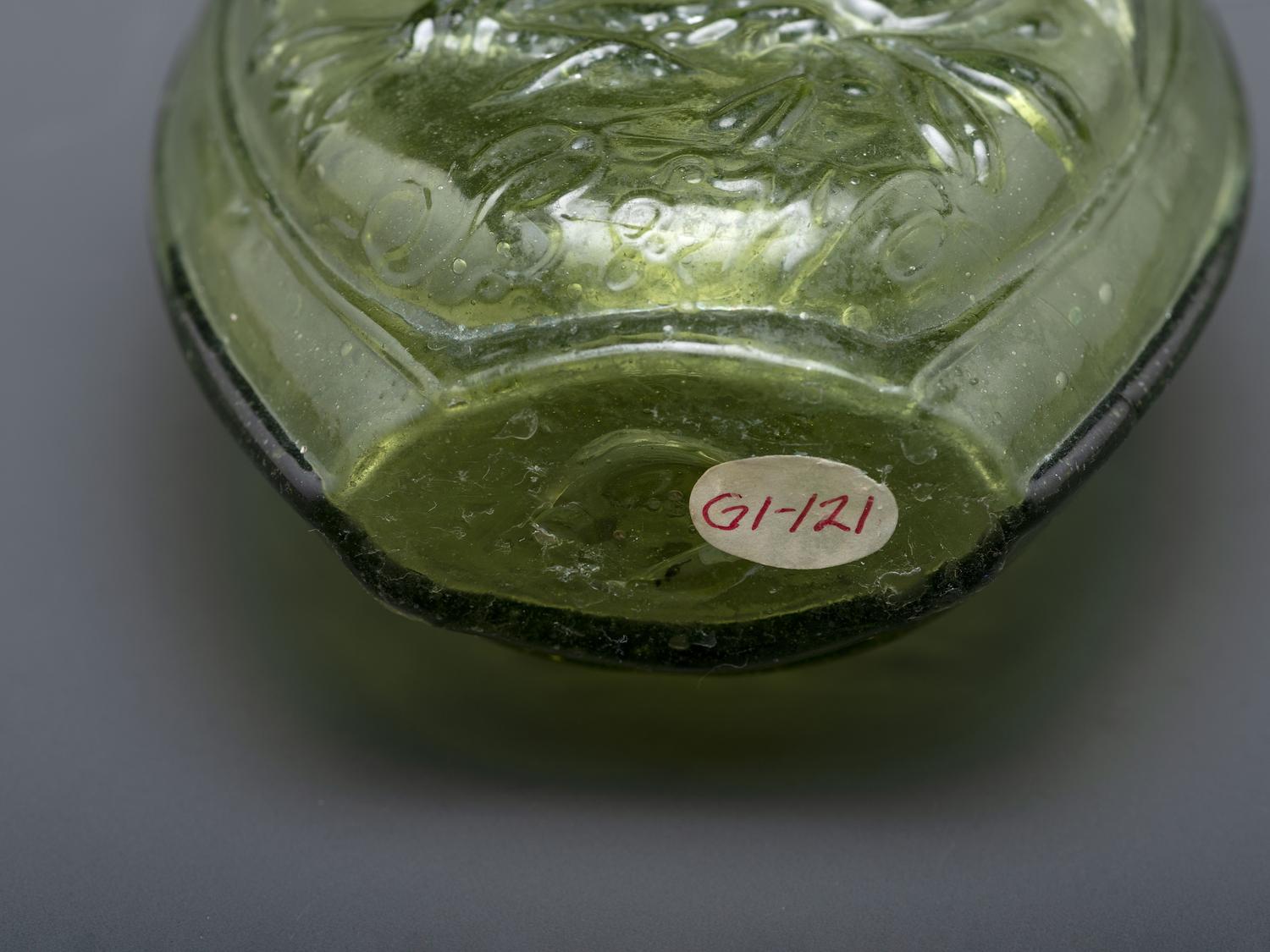 A Molded-Glass Flask in Yellow-Green