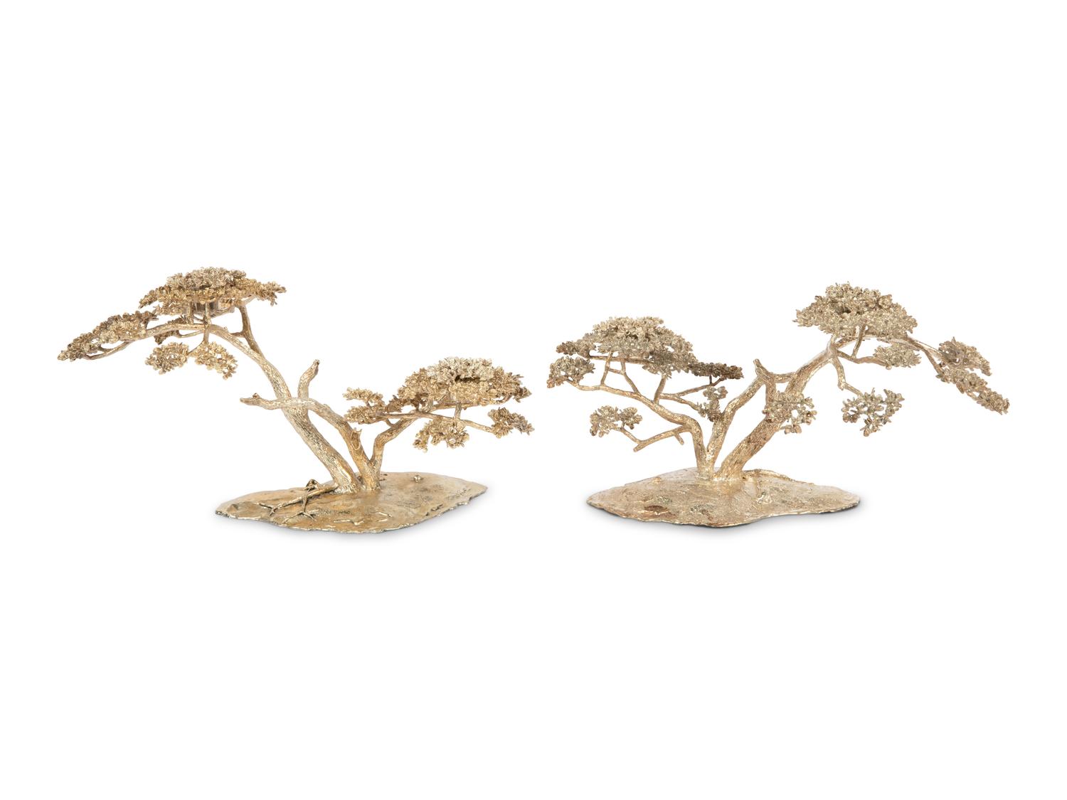 Four Patrick Mavros Silver Acacia Tree Candelabra