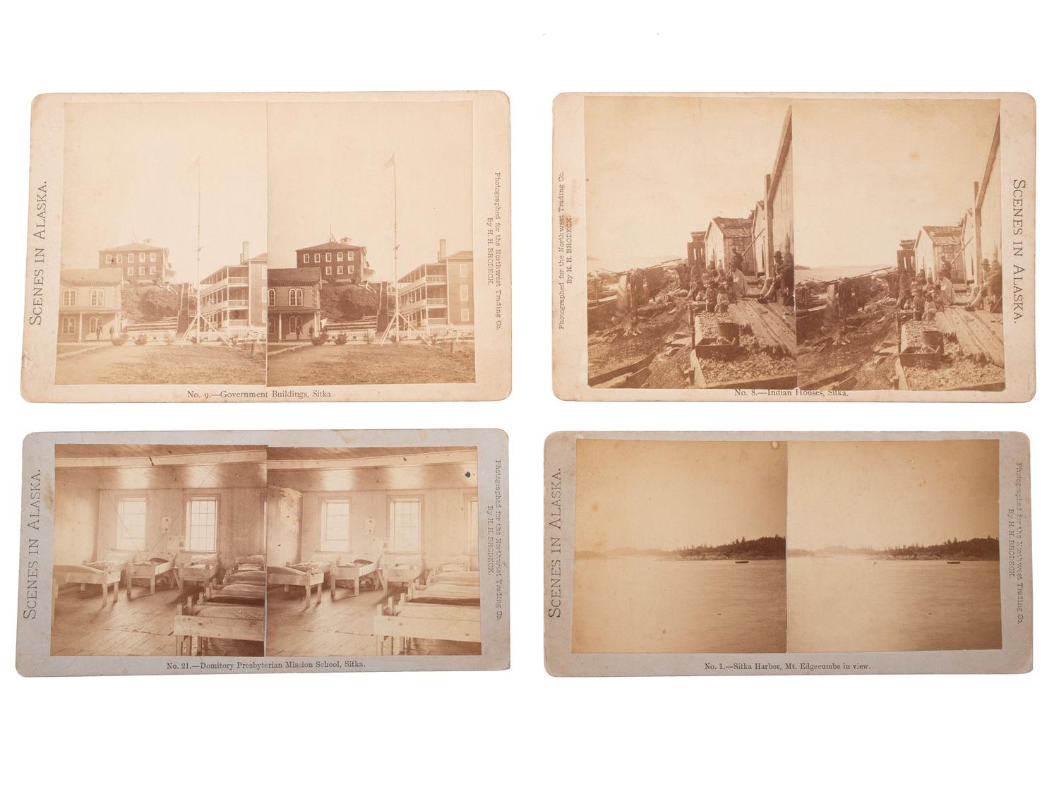 [NATIVE AMERICANS - WESTERN AMERICANA]. BRODECK, H.H., photog. 4 stereoviews of Sitka, Alaska.