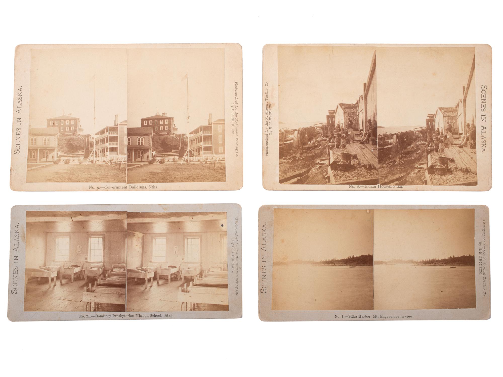 [NATIVE AMERICANS - WESTERN AMERICANA]. BRODECK, H.H., photog. 4 stereoviews of Sitka, Alaska.