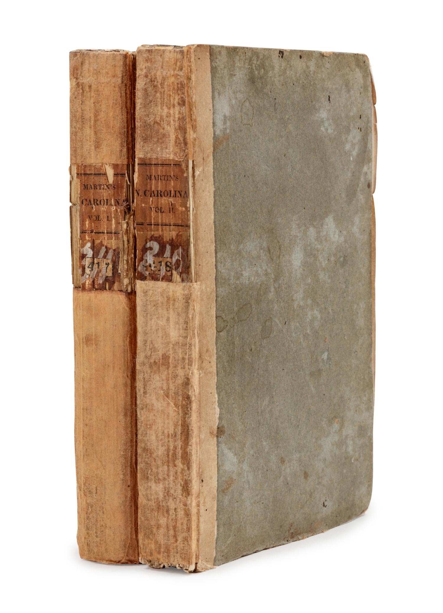 MARTIN, Francois-Xavier (1762-1846). The History of North Carolina, from the Earliest Period . New Orleans: A. T. Penniman, 1829.