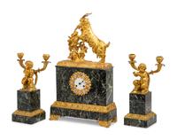 An Assembled Louis Philippe Marble and Gilt Bronze Figural Garniture