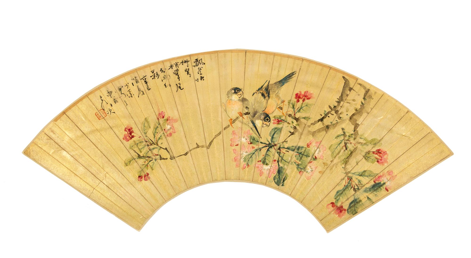 Ren Shaotang, (QING DYNASTY), Parrots and Peach Blossoms