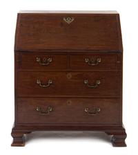A George III Mahogany Slant Front Bureau, LATE 18TH CENTURY, Height 37 3/4 x width 32 1/2 x depth 18 1/4 inches. — LATE 18TH CENTURY,