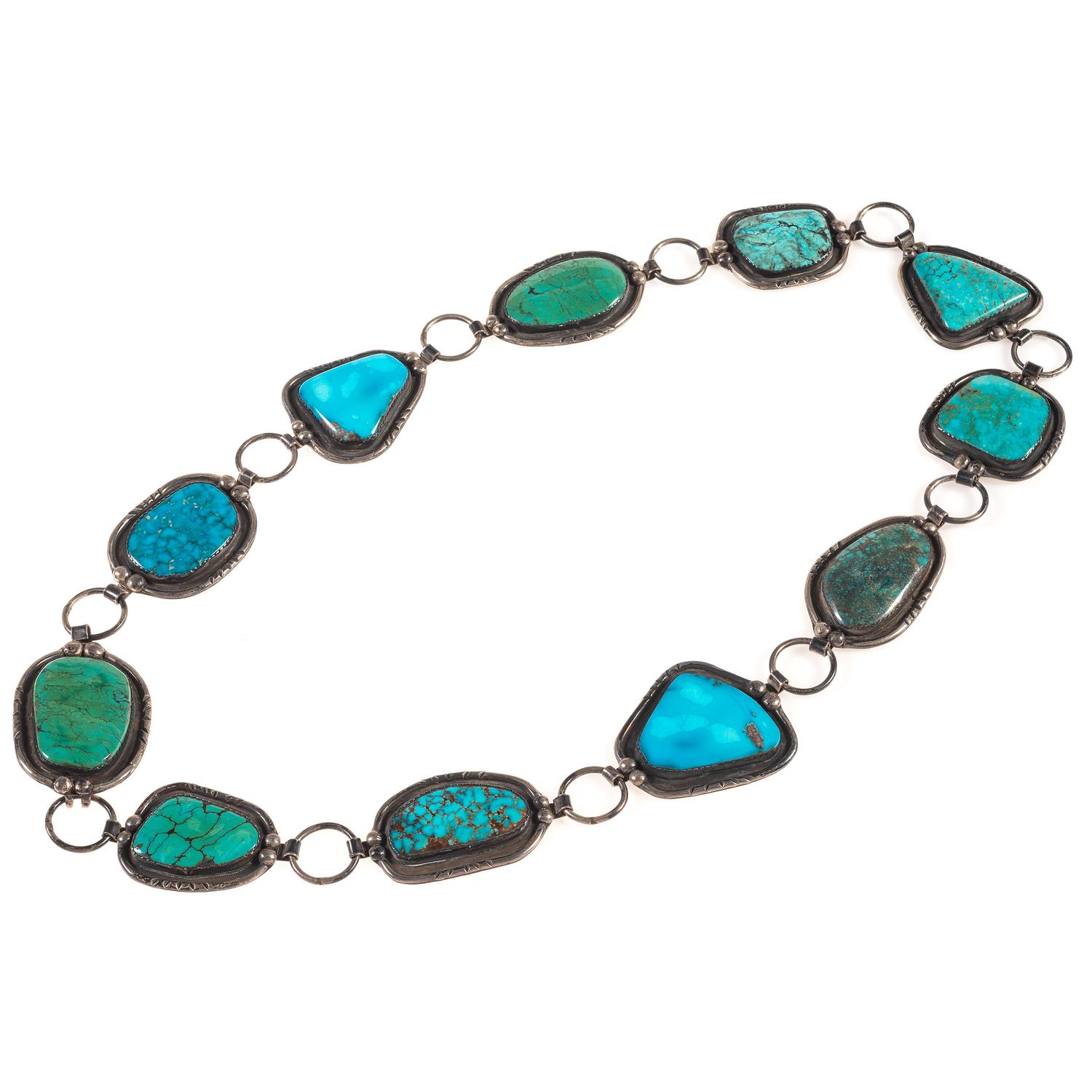Navajo Silver and Turquoise Link Concha Belt