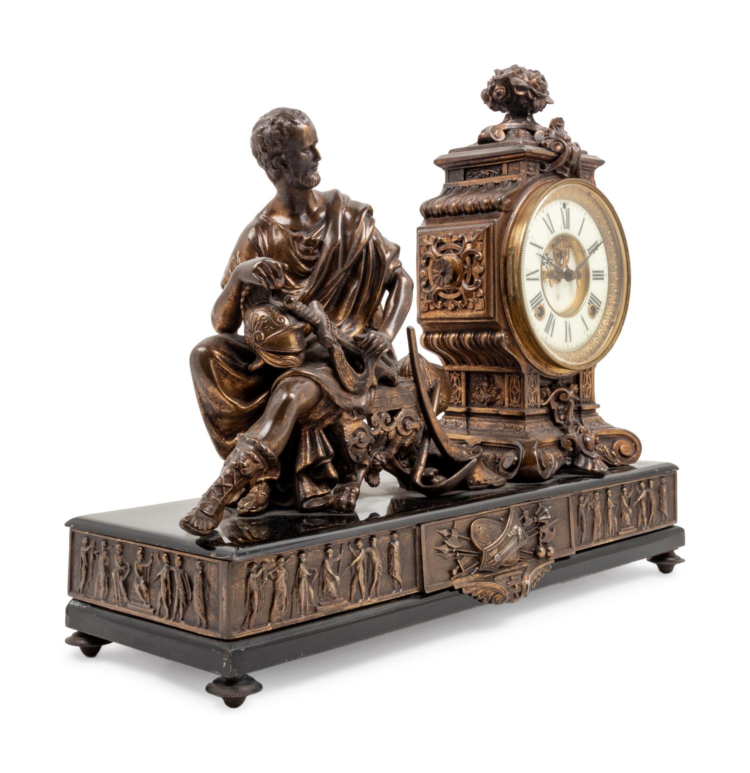 An Ansonia Cincinnatus Gilt Metal Mantel Clock