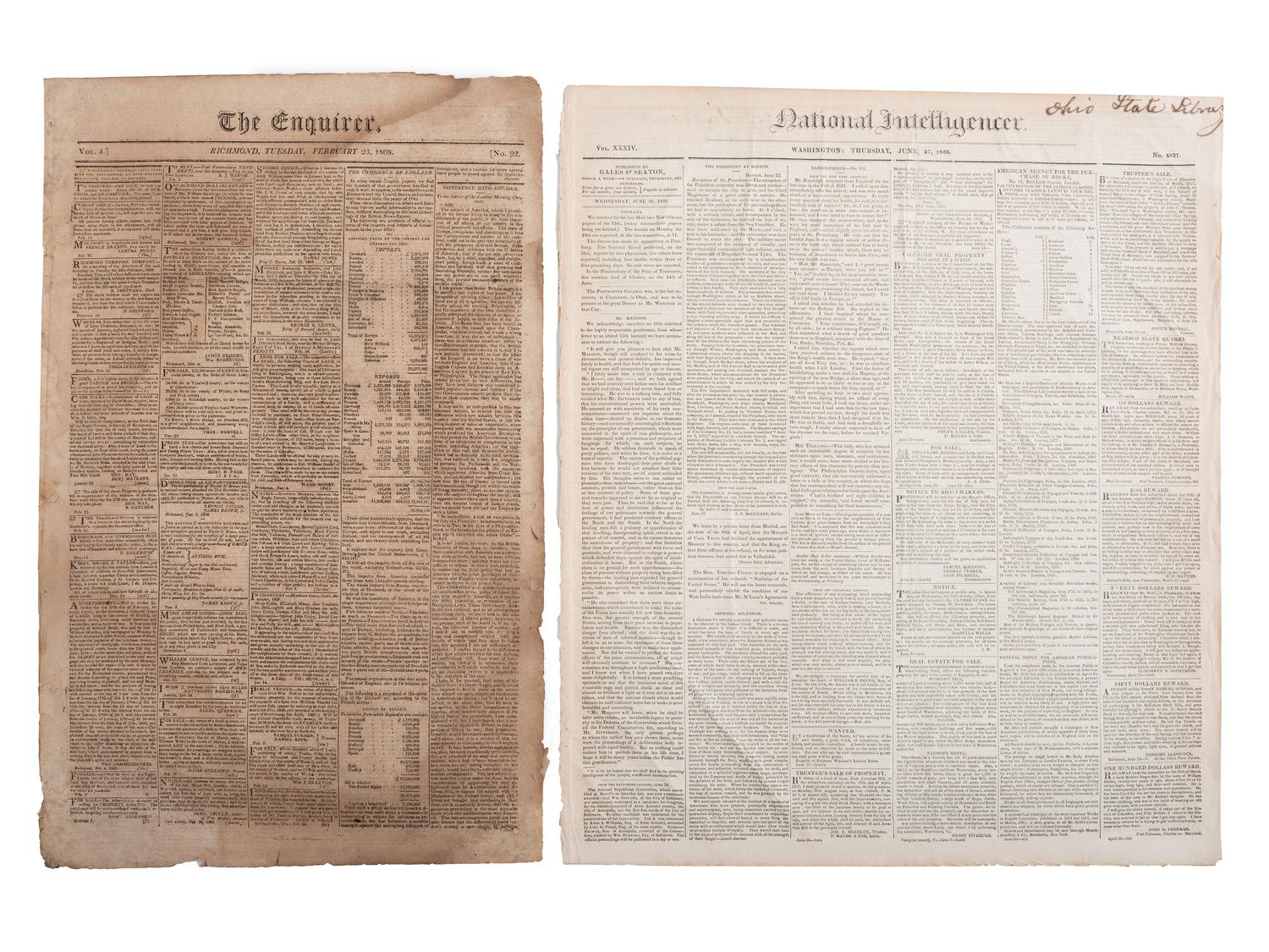 [SLAVERY & ABOLITION]. A group of 12 pre-Civil War newspapers with advertisements for for self-emancipated freedom seekers, comprising:
