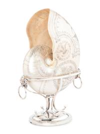 A Finely Decorated English Scrimshaw Nautilus Shell