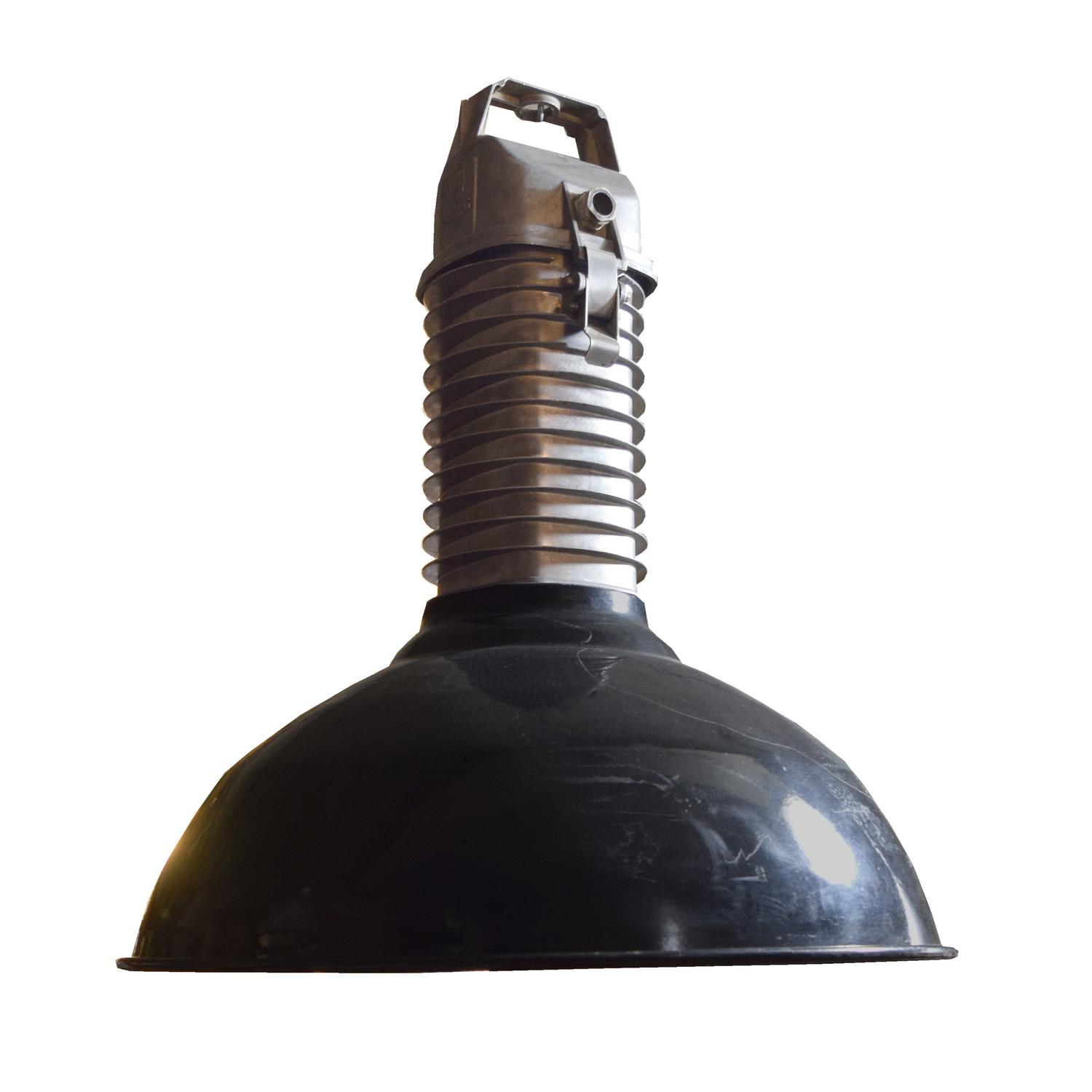 An Enameled Steel and Iron Industrial Light Fixture 20" W x 20" D x 25" H, — France, Circa 1950