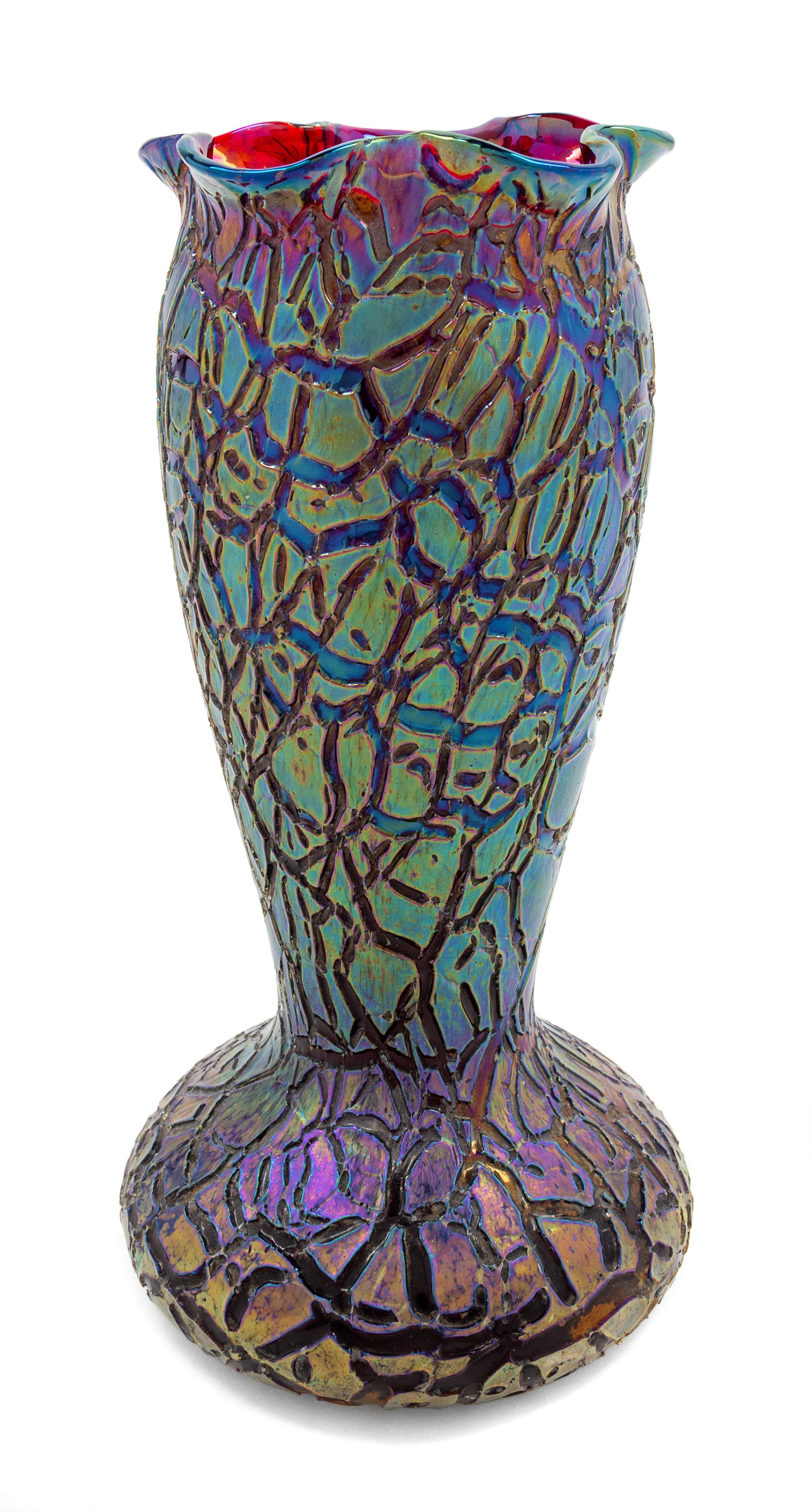 An Austrian Iridescent Glass Vase