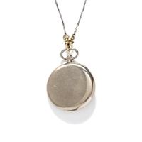 WALTHAM, WHITE GOLD POCKET WATCH WITH PLATINUM AND SEED PEARL CHAIN