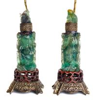 A Pair of Chinese Carved Stone Covered Vases Height overall 25 inches. — FIRST HALF 20TH CENTURY