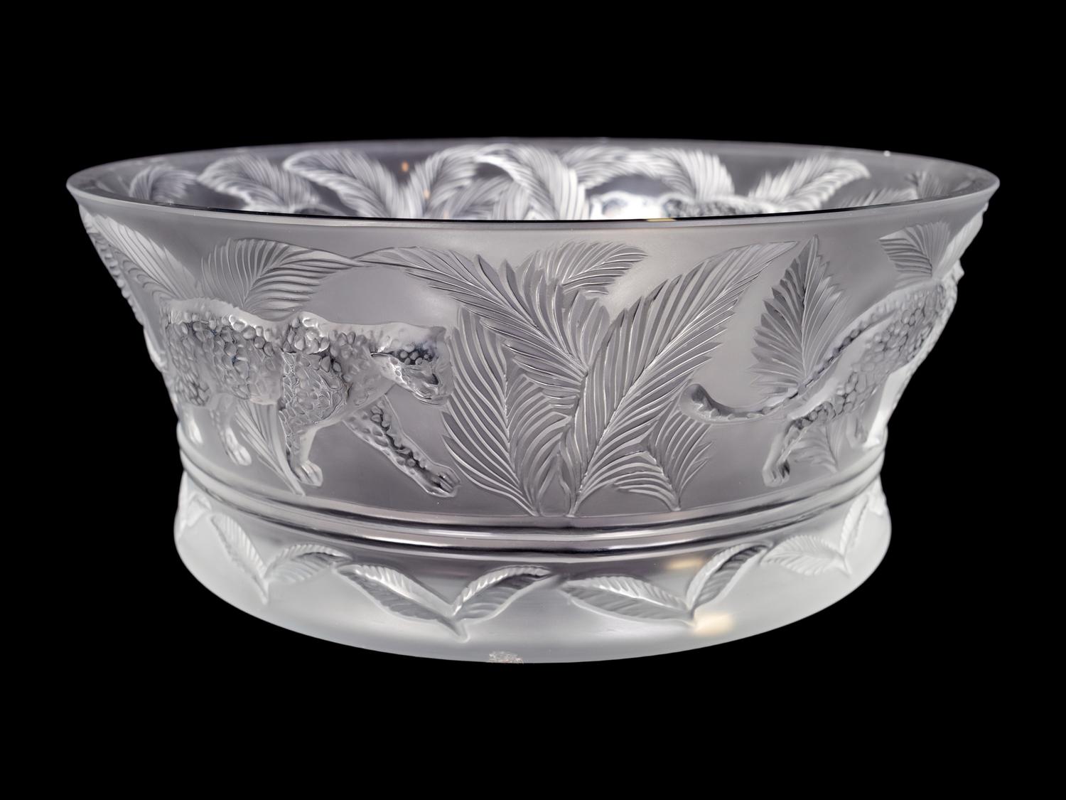 A Lalique Molded and Frosted Glass Jungle Bowl — 20TH CENTURY