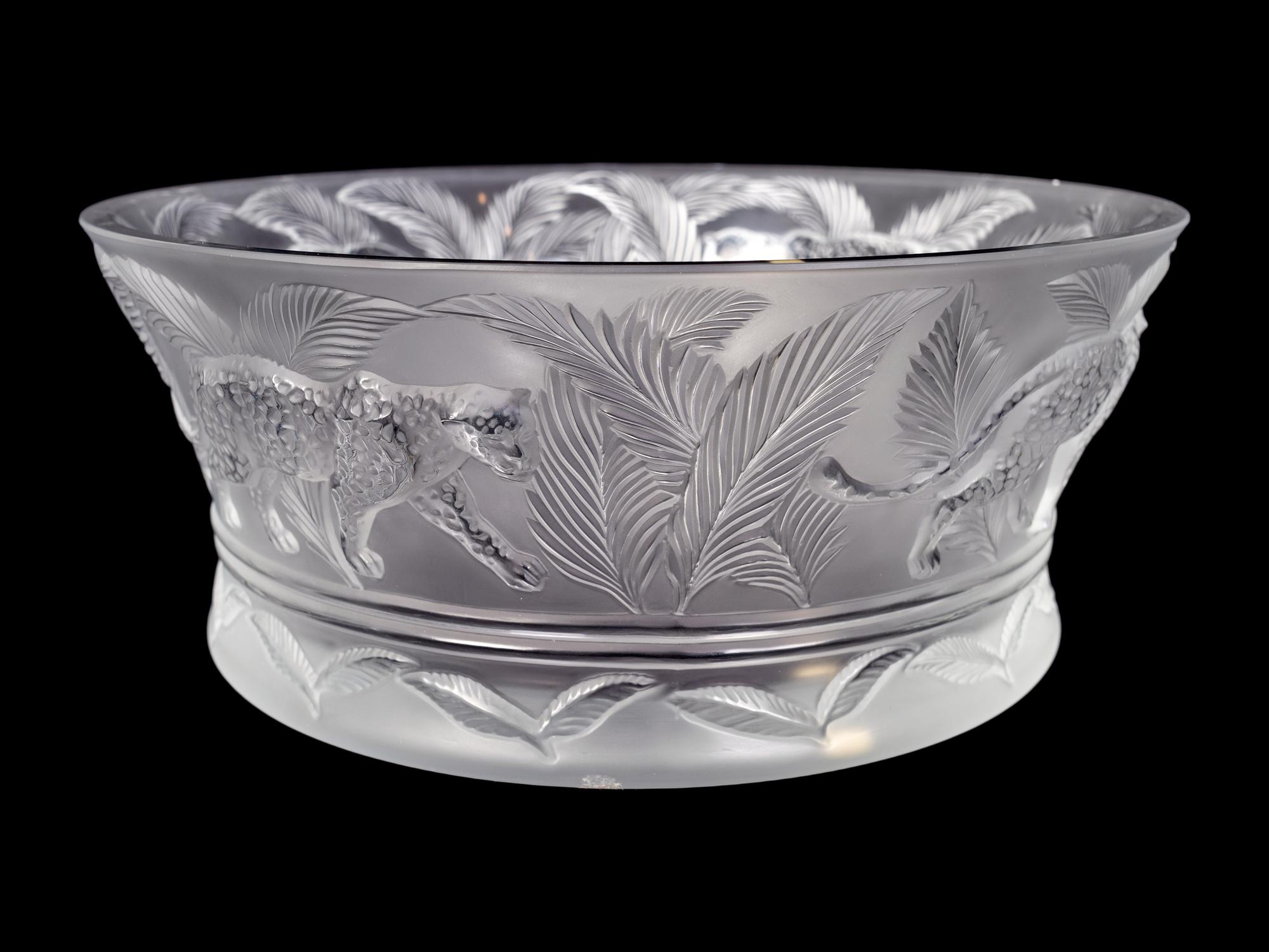 A Lalique Molded and Frosted Glass Jungle Bowl — 20TH CENTURY