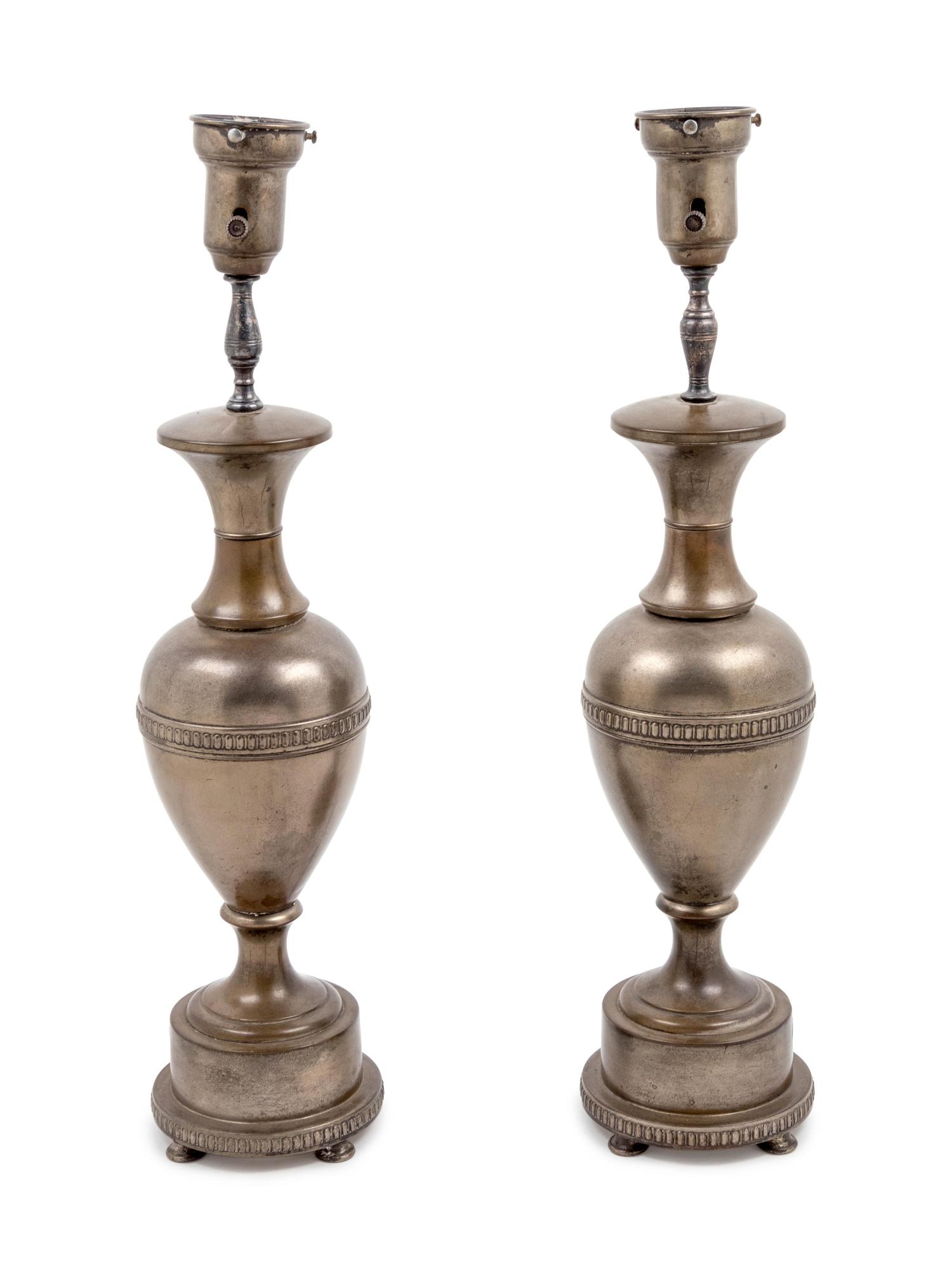 A Pair of Cast Metal Table Lamps