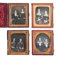 [EARLY PHOTOGRAPHY]. A group of 15 daguerreotype portraits of pairs of women, including: