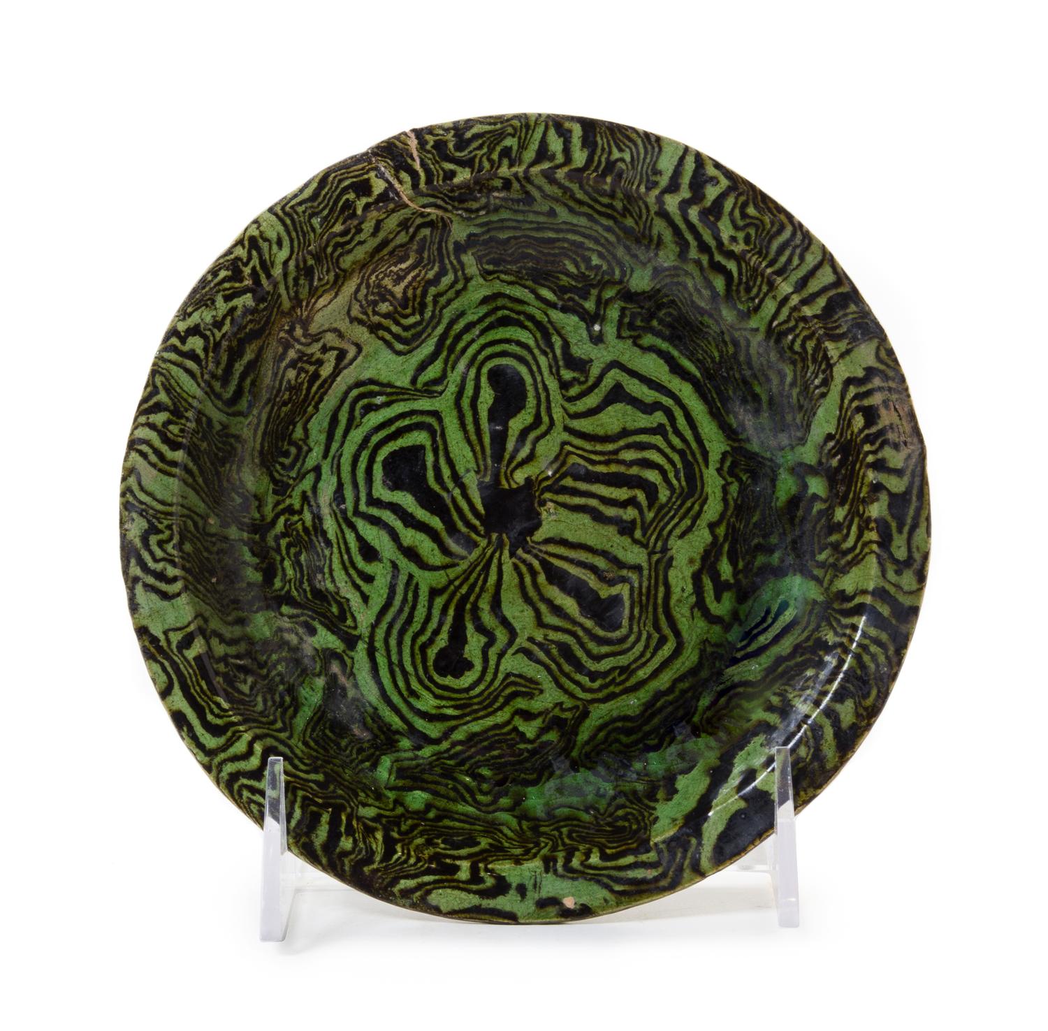 A Marbled Pottery Shallow Bowl