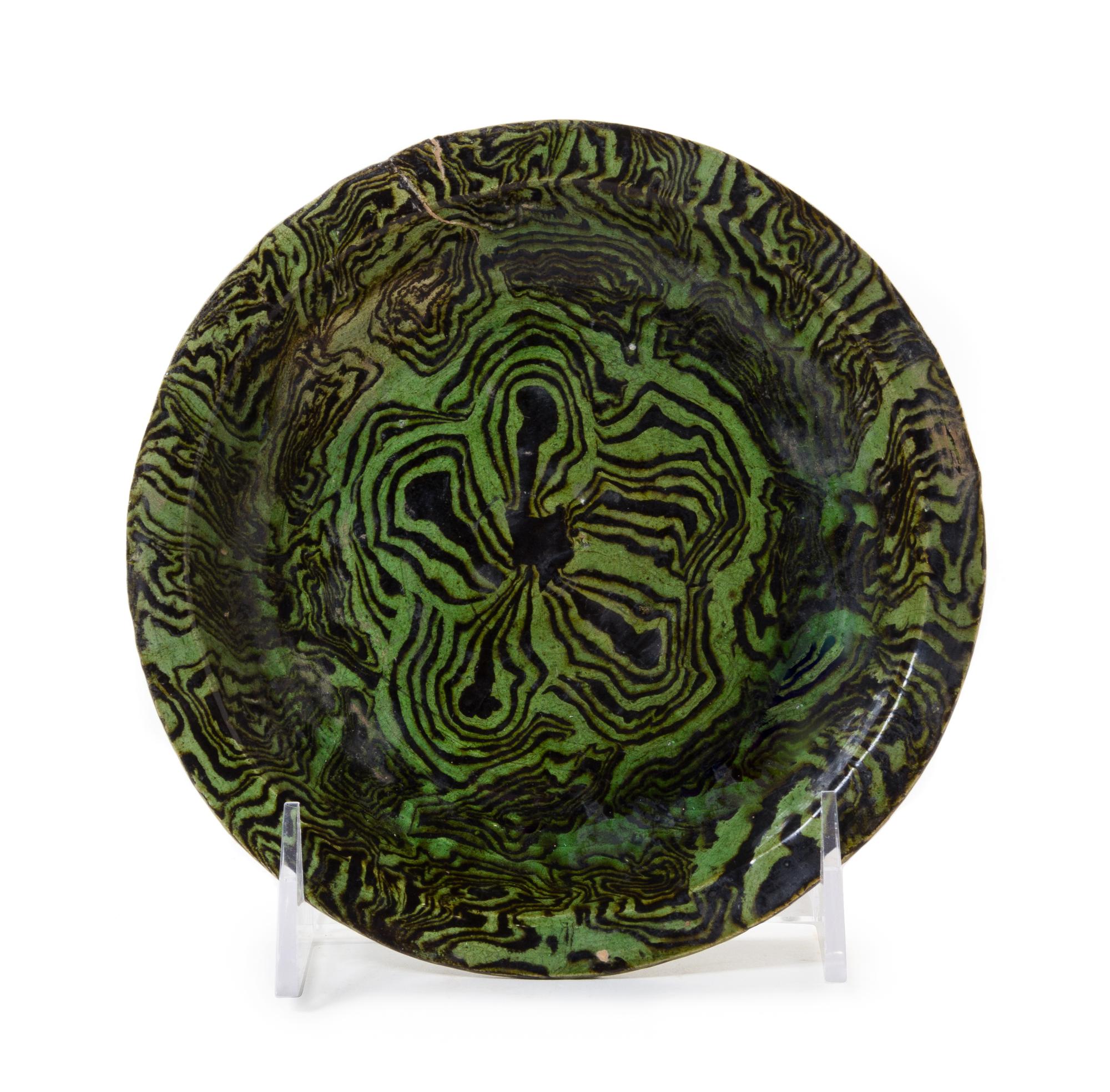 A Marbled Pottery Shallow Bowl