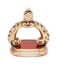 A Yellow Gold and Carnelian Fob,