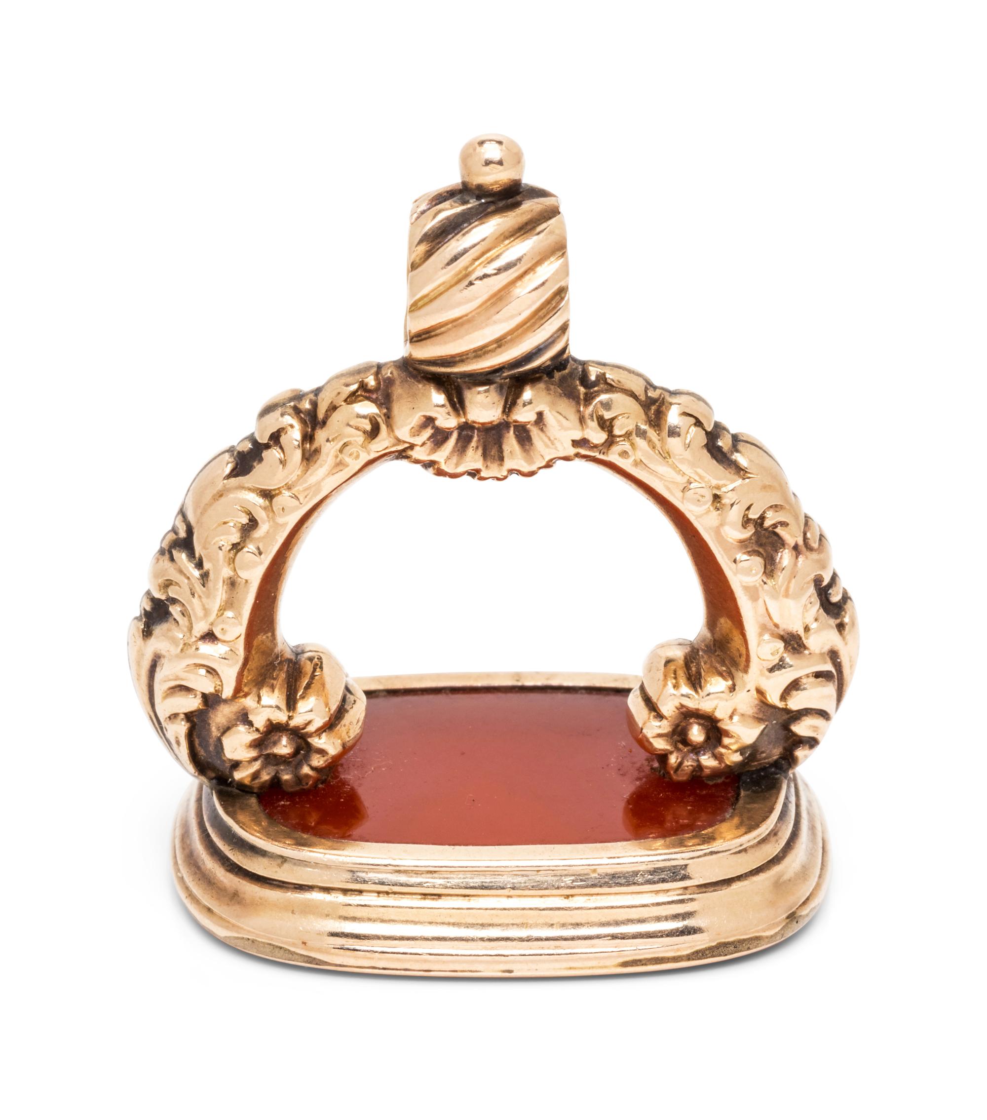 A Yellow Gold and Carnelian Fob,