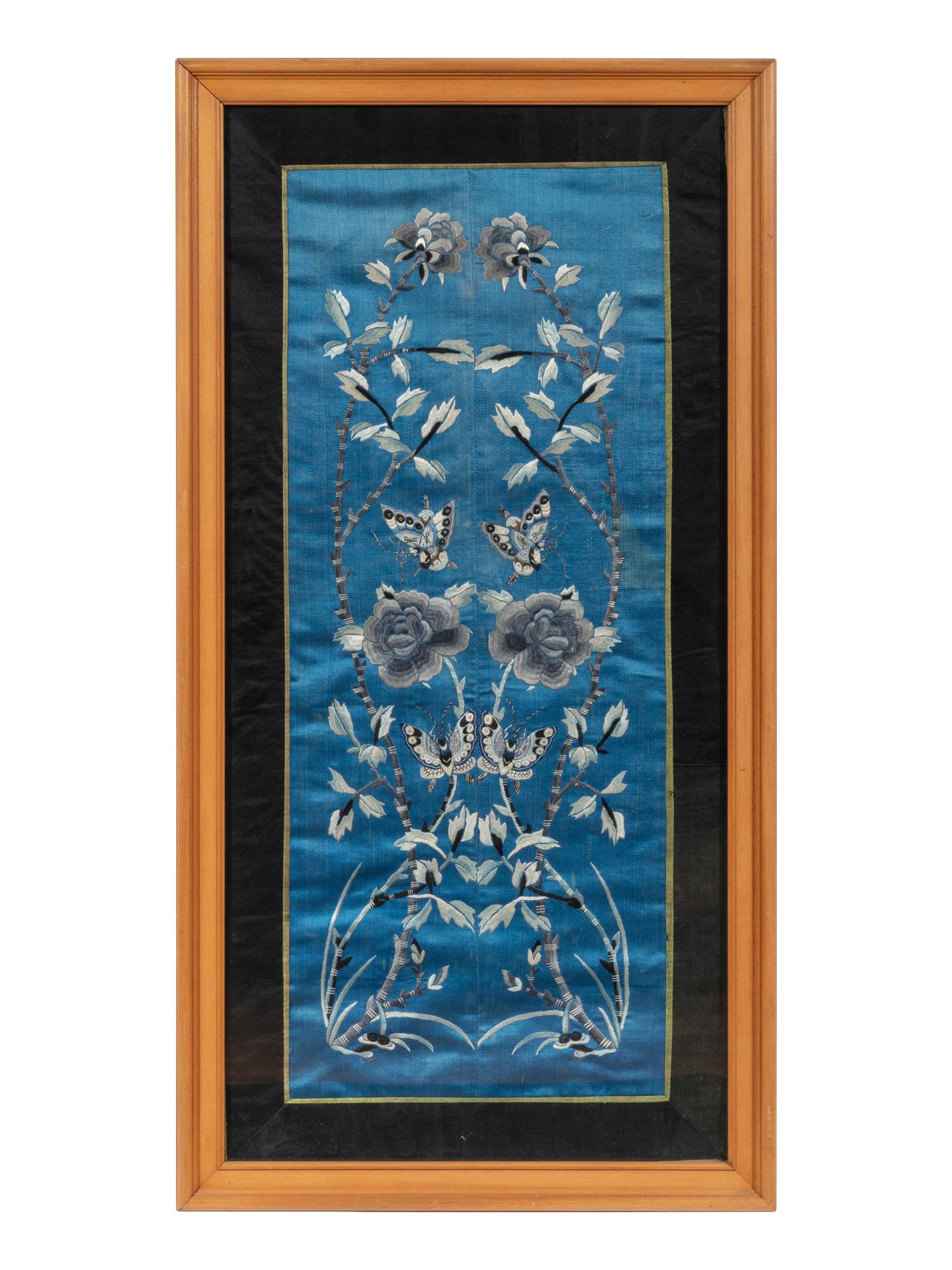 Three Chinese Silk Embroidered Panels