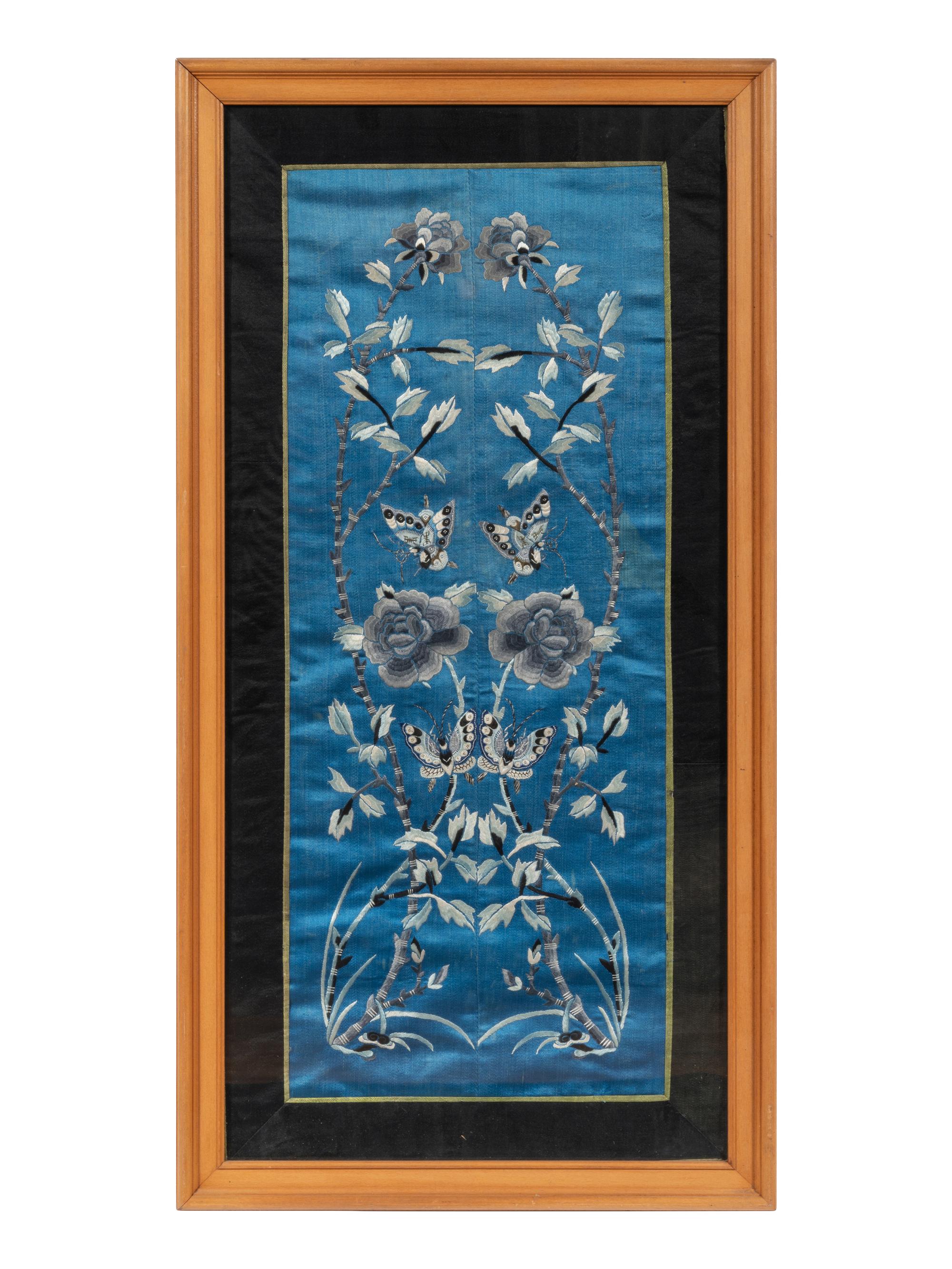 Three Chinese Silk Embroidered Panels