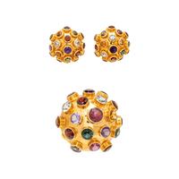 YELLOW GOLD AND MULTIGEM 'SPUTNIK' DEMI PARURE