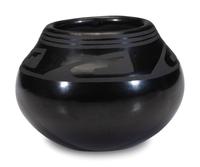 Blackware Pottery Jar, with Winged Motif, 1956-1959