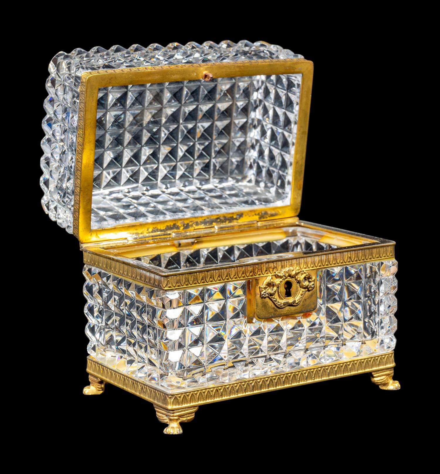 A French Gilt-Metal-Mounted Cut Glass Covered Box — EARLY 20TH CENTURY