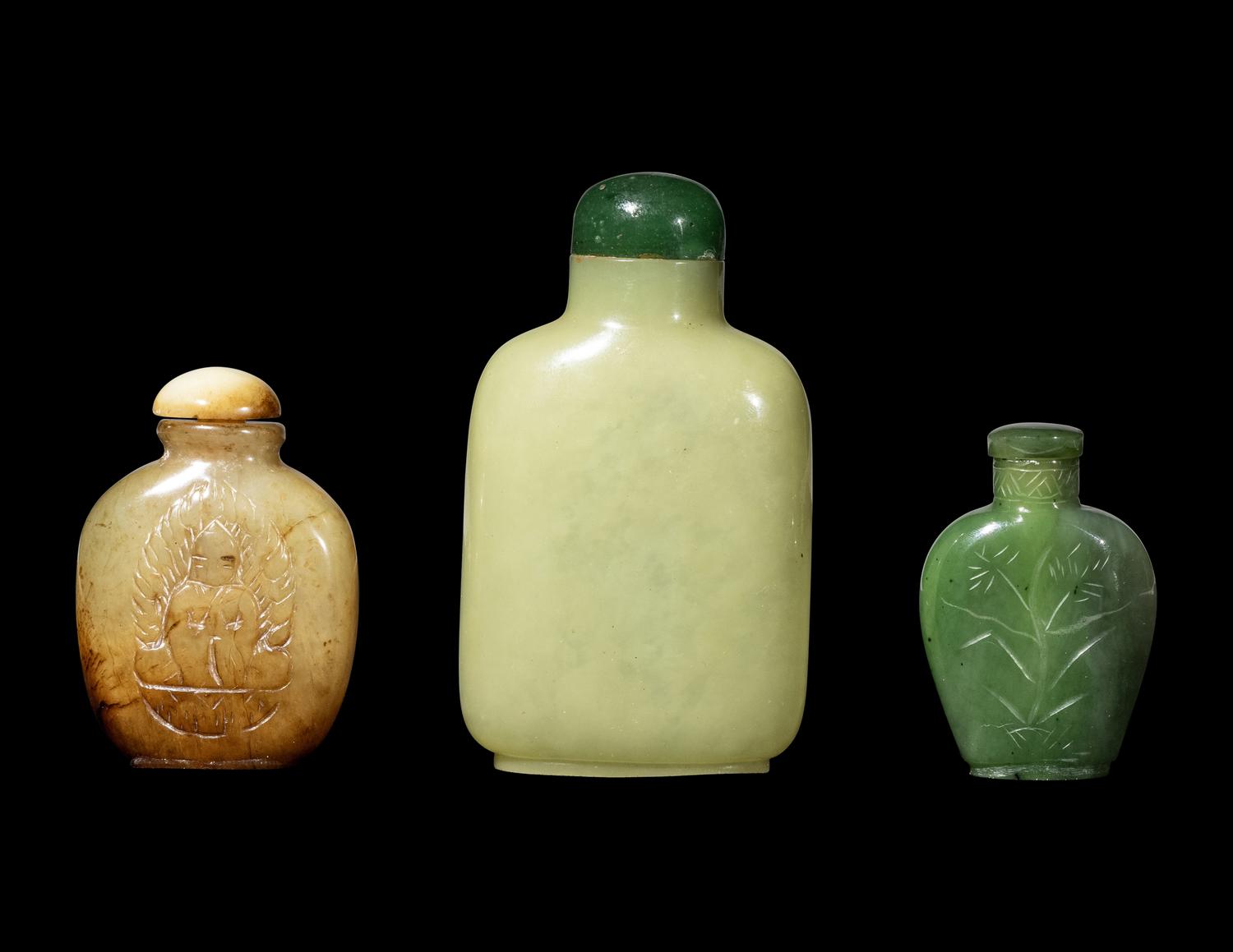 Three Chinese Jade Snuff Bottles