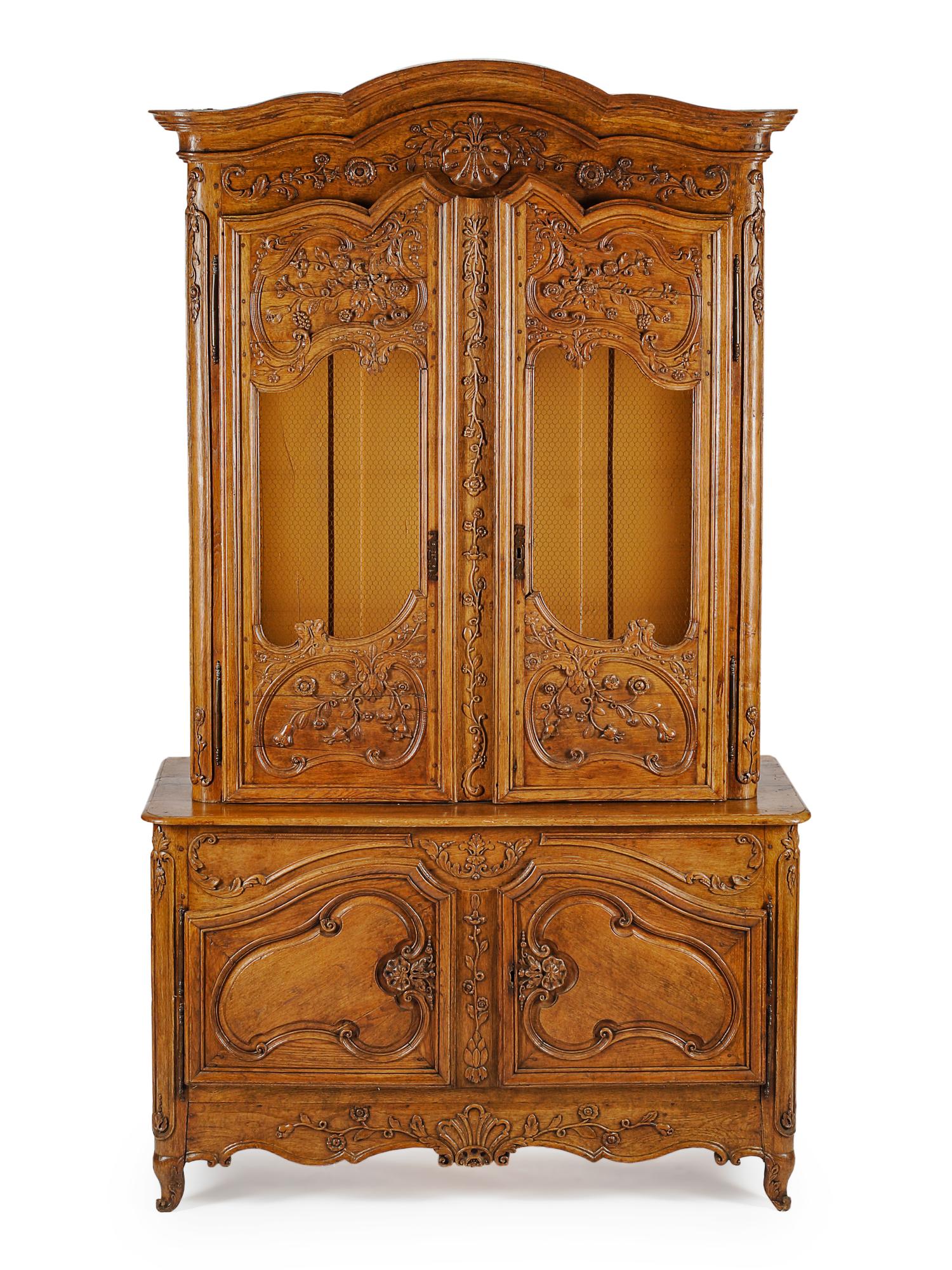 A Louis XV Provincial Style Oak Buffet a Deux Corps
