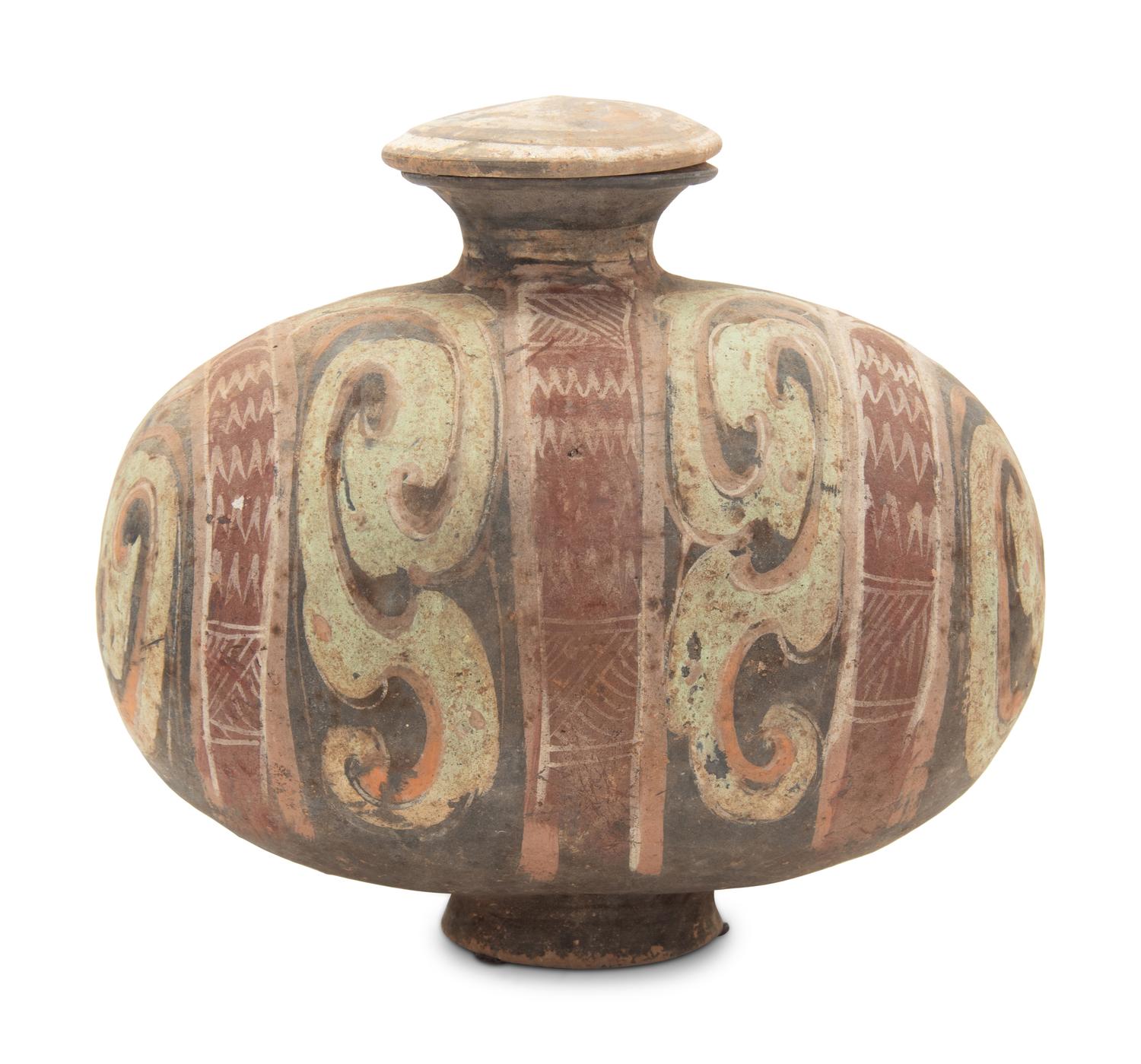 A Chinese Painted Pottery Cocoon Jar