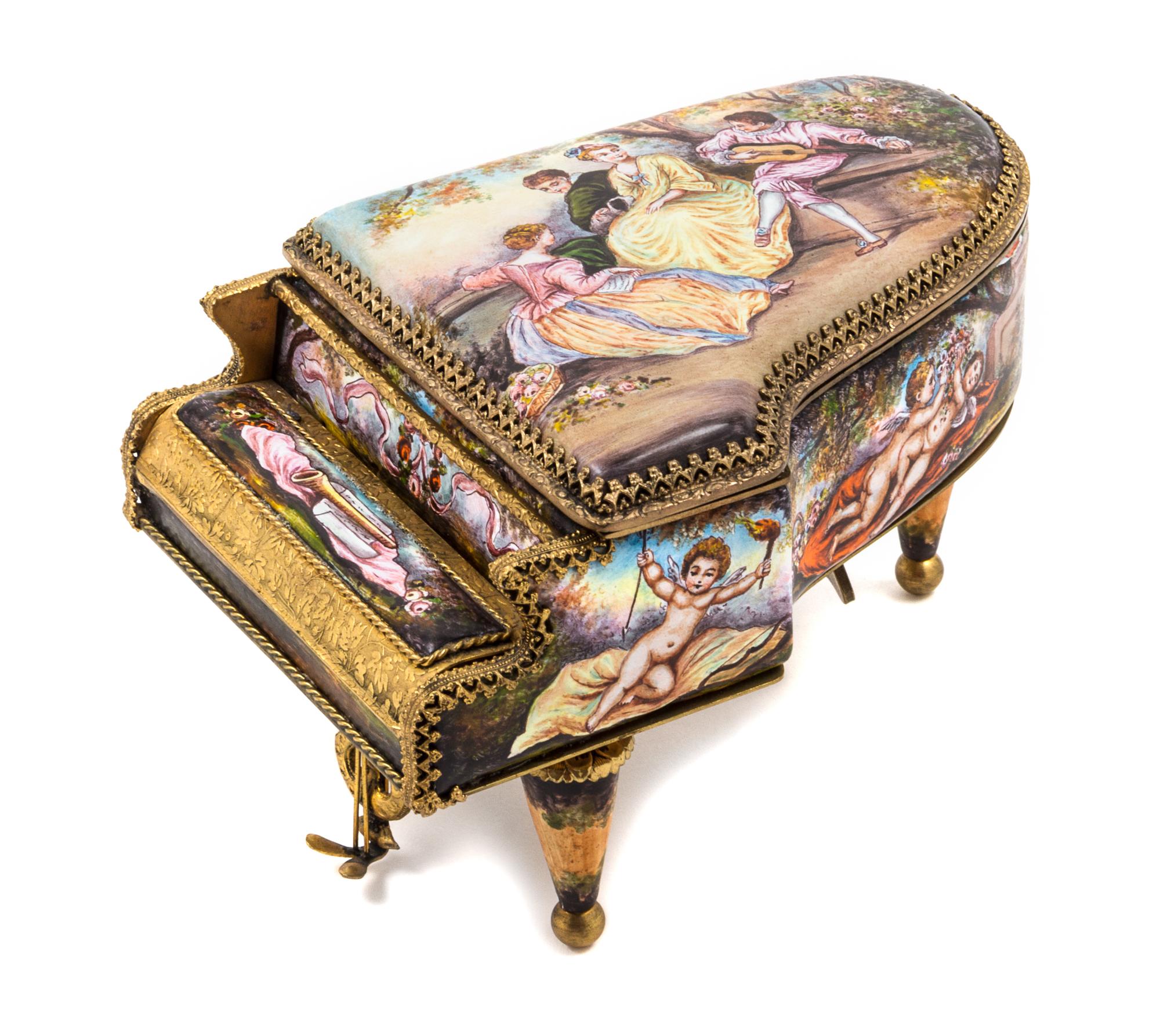 A French or Viennese Enameled Music Box Width 5 1/2 inches. — 19TH/20TH CENTURY