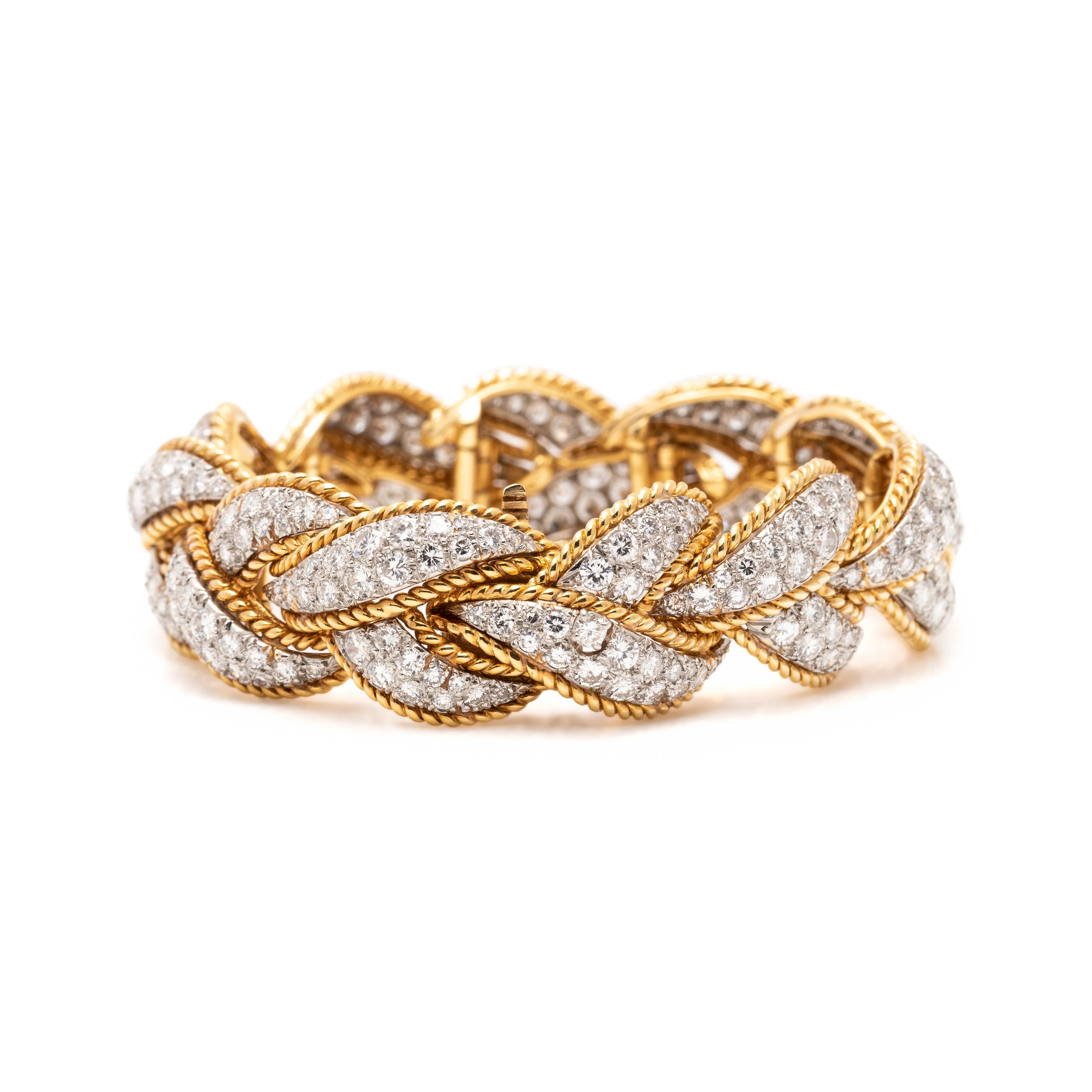YELLOW GOLD, PLATINUM AND DIAMOND BRACELET