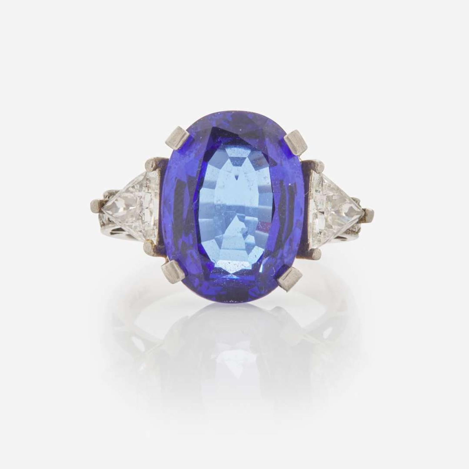 A Platinum, Tanzanite, and Diamond Ring