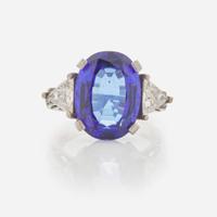 A Platinum, Tanzanite, and Diamond Ring