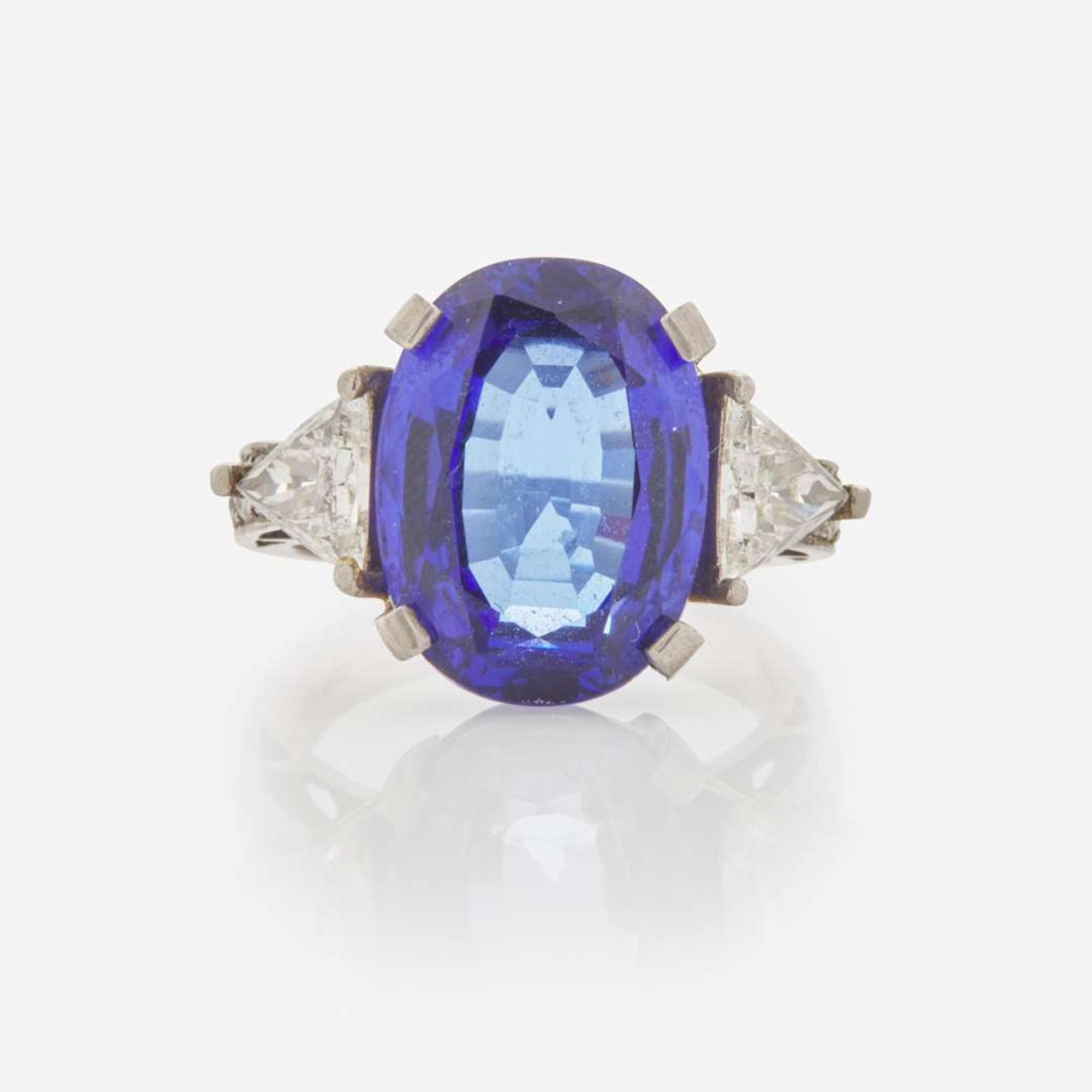 A Platinum, Tanzanite, and Diamond Ring