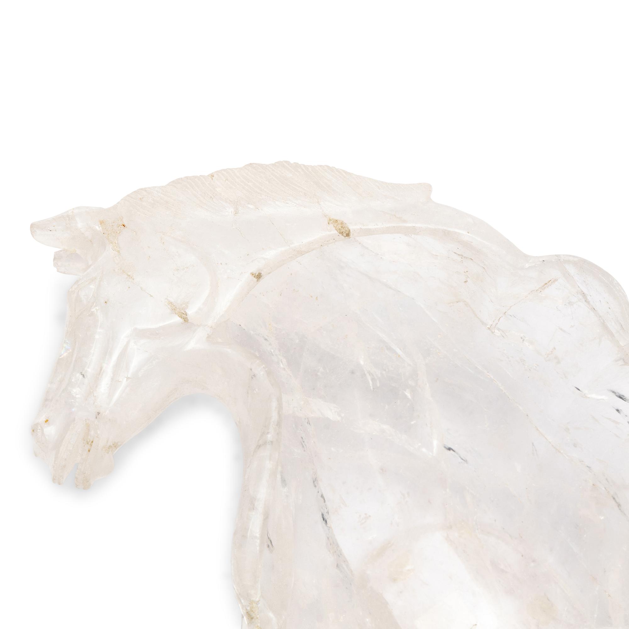 A Carved Rock Crystal Seahorse-Form Center Bowl