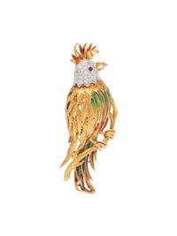 YELLOW GOLD AND DIAMOND BIRD BROOCH