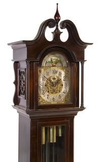 An American Mahogany Tall Case Clock, Height 86 1/2 inches.