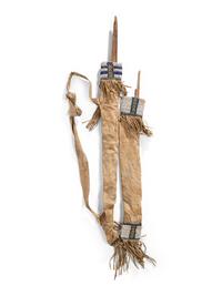 Northern Plains Boy's Beaded Quiver and Bow Case, with Bow and Arrows