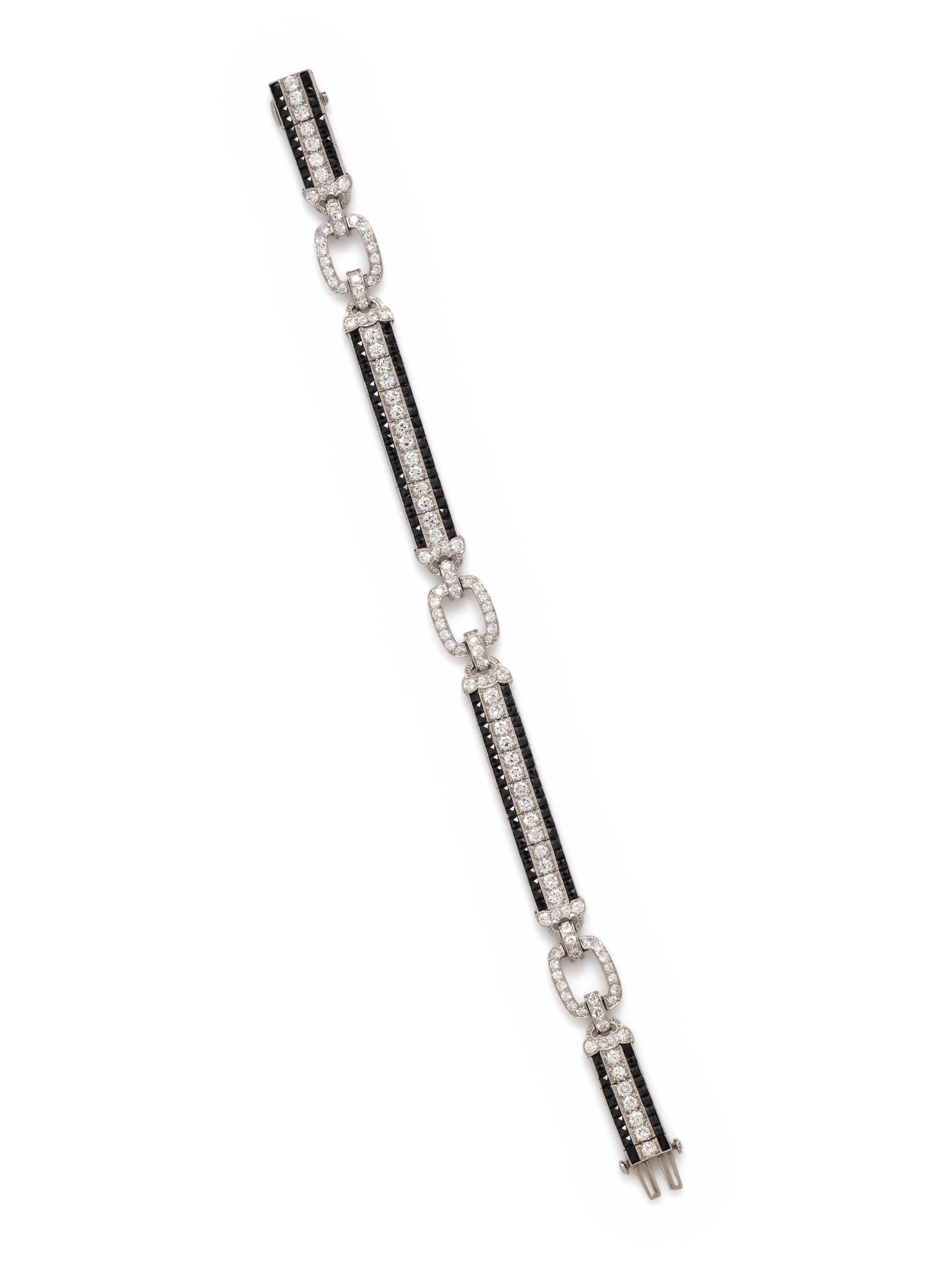BLACK, STARR & FROST, ART DECO, DIAMOND AND ONYX BRACELET