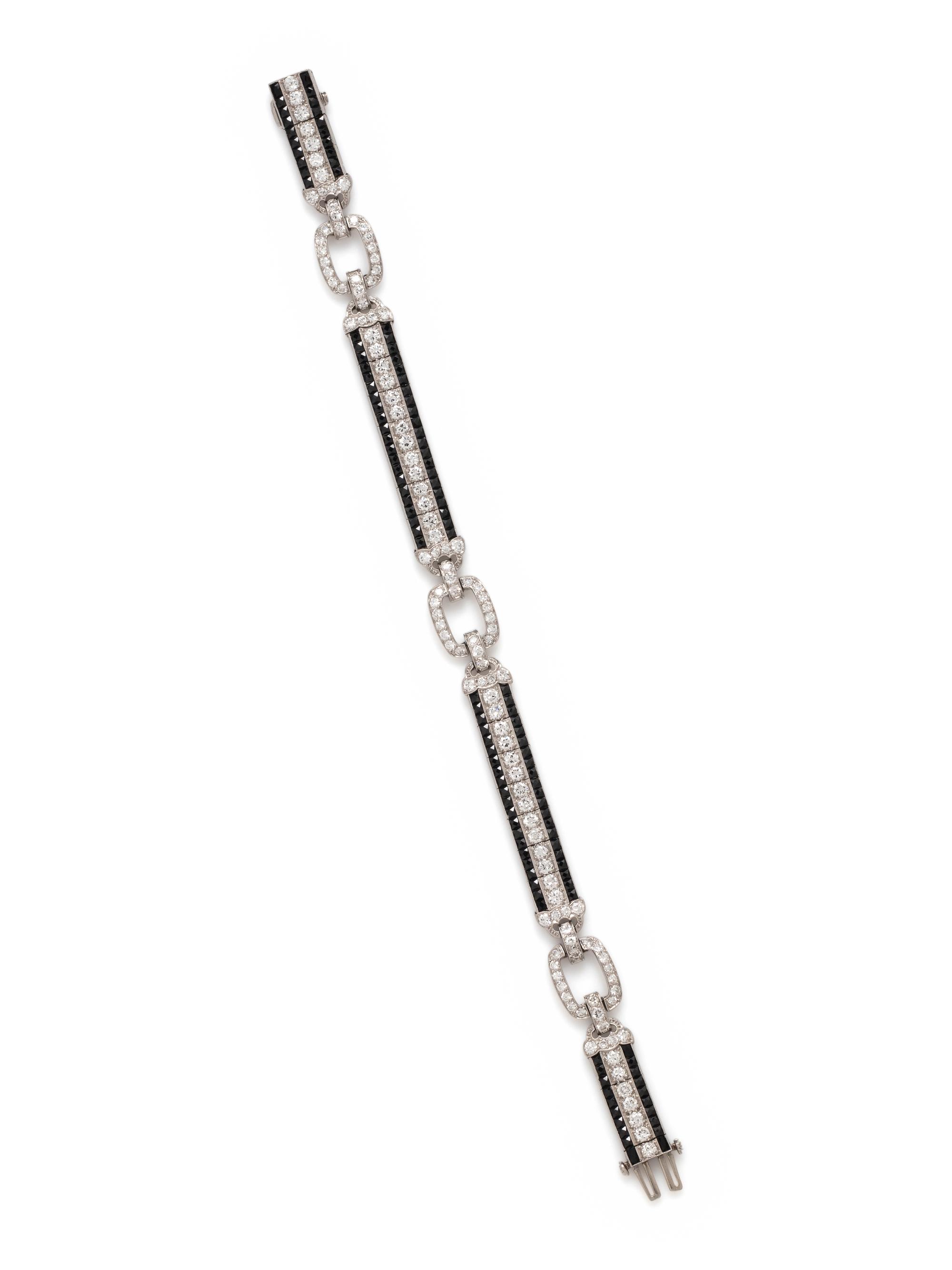 BLACK, STARR & FROST, ART DECO, DIAMOND AND ONYX BRACELET