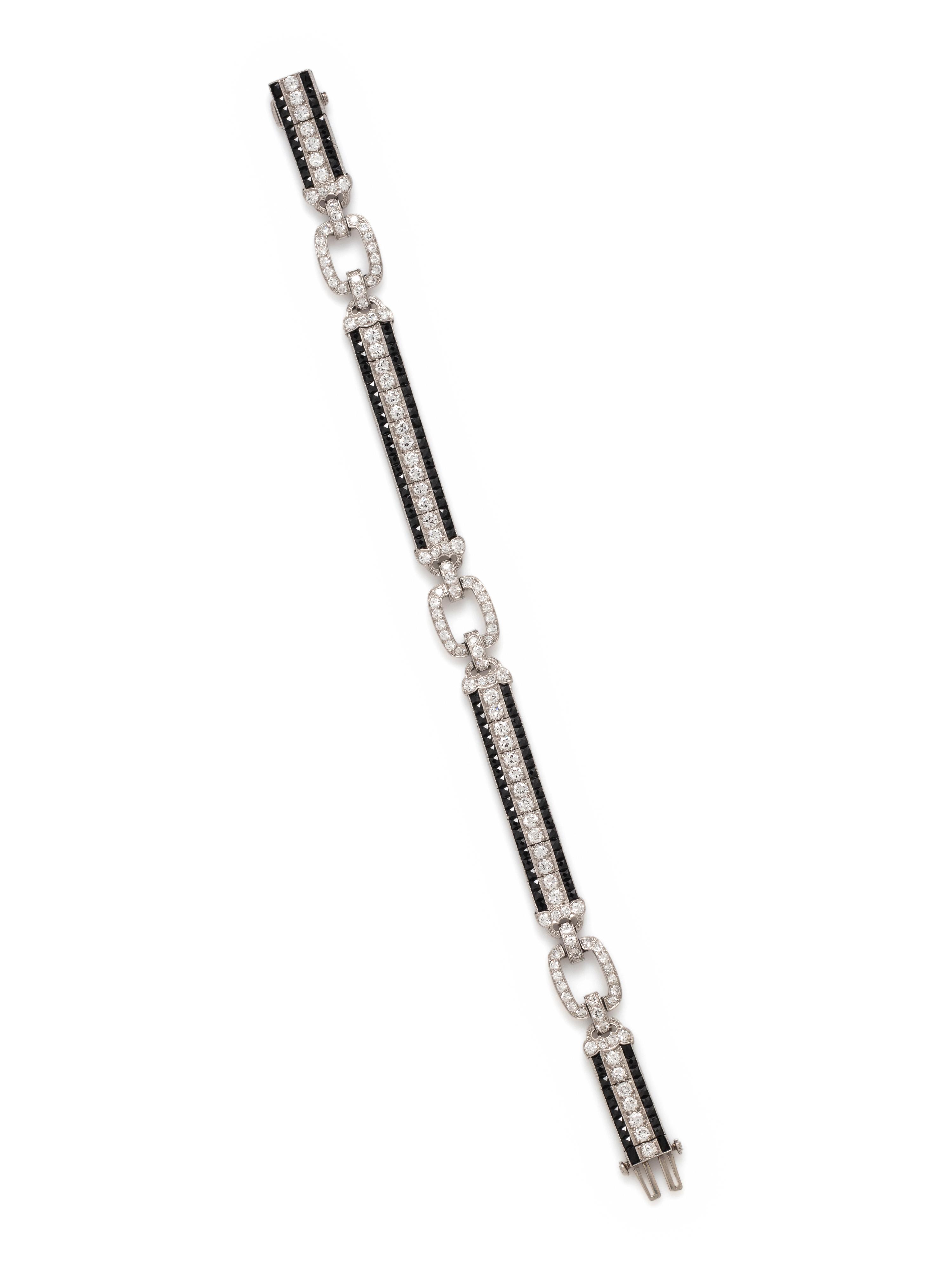 BLACK, STARR & FROST, ART DECO, DIAMOND AND ONYX BRACELET